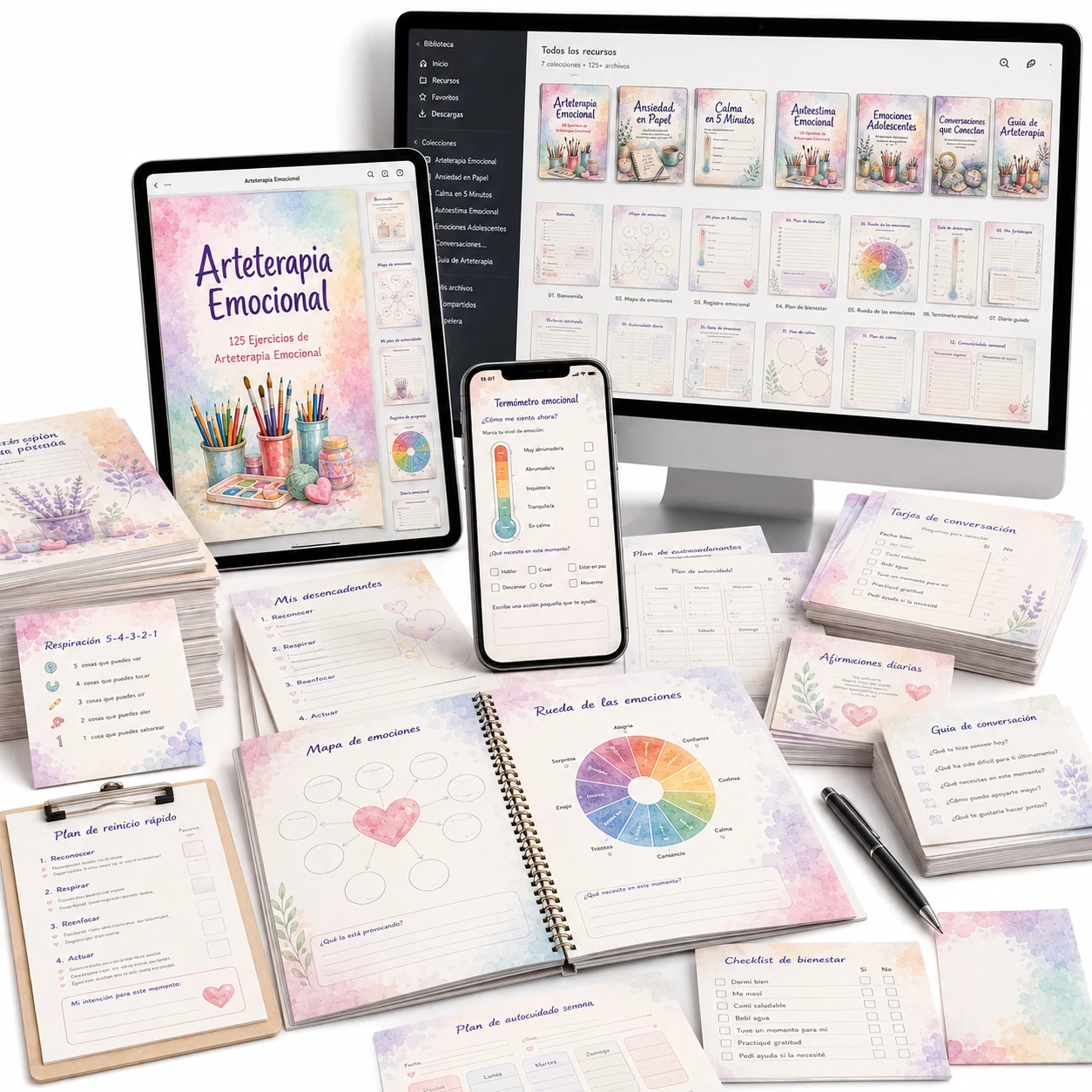 Oferta completa de Arteterapia Emocional con ebook principal y seis bonos